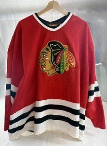 Vintage Chicago BlackHawks CCM Maska Hockey Trikot Gr. XL Made In USA - siehe Disc - Bild 1 von 12