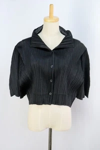 PLEATS PLEASE Black Cropped Jacket ISSEY MIYAKE 150 9756 - Picture 1 of 6