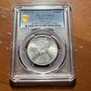 1893-B British India Rupee SW-6.135 - PCGS MS63 - Picture 1 of 4