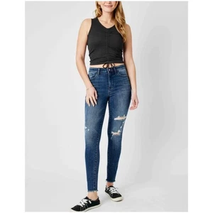 Judy Blue Women’s Sz 30 High Rise Jeans Skinny Fit Distressed Raw Hem Denim - Picture 1 of 15