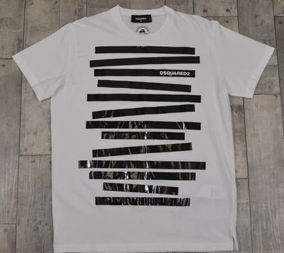 Men's Dsquared2 White Crew Neck Logo T Shirt Medium RRP £215 - Image 1 of 4