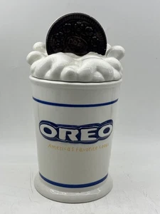 Vintage Oreo Cookie Jar Ceramic Glass of Milk Nabisco Collectible 12" Tall - Picture 1 of 4
