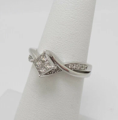 Обручальное или юбилейное кольцо из белого золота 10 карат с натуральным бриллиантом 1/2 карата - Изображение 1 из 4