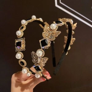 Headband Butterfly Rhinestone Luxury Baroque Crown Metal Flower Bee Accessories - Picture 1 of 76