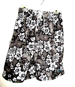 OCEAN BLUE By BASIX AMERICA Swim Trunks, Sz 32 to 38, Gray/White/Black, Hawaii - Picture 1 of 9