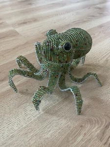 Beadworx Octopus Green Artisan Handcrafted Sculpture Wired Beadwork Ocean Decor - Picture 1 of 9
