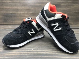 New Balance 574 Classics Black/Cream On Neon Orange Lace Up Shoes Toddler Size 5 - Picture 1 of 7