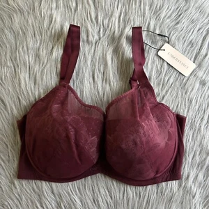 Sujetador Understance Pétalo Suave Encaje Alambre Flexible Copa Suave Demi Mujer Talla 30G Vino - Imagen 1 de 8