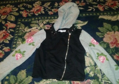 Guc American Girl Chaqueta Moto Suave Gris Rosa Rosas Mangas Niños S 🌹 Foto 1 de 4