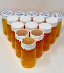 Amber Wide Opening Empty Pill Bottles #12 Craft Plastic Storage Bead 120ml Clean - Picture 1 of 5