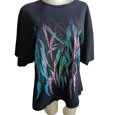 Camiseta Mediana Puntada Única Vintage Hoja Mullum Australiana Años 90 Estampado Multicolor Foto 1 de 4