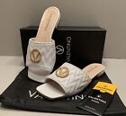 Valentino  Afrodite Logo Quilted Leather Slip-On Sandals Size 8 Msrp $469.00