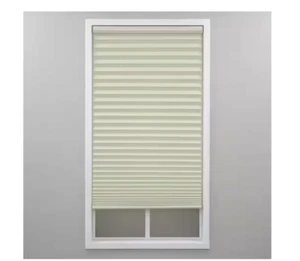 Ecru Cordless Light Filtering Polyester 1 in. Pleated Shade 39 in. W x 64 in. L - Picture 1 of 1