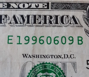 Date Note June 9th 1996 , E 19960609 B Fancy, Near Flipper Note Series 2017 A - Picture 1 of 5