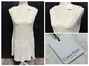 Calvin Klein NWT Burnout White Shift Dress Size PL Beach Resort Vacation Summer - Picture 1 of 13