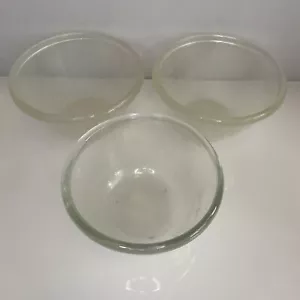 Vintage Pyrex Clear Mixing Bowls x 3 Microwave Safe Made In England Well Used - Picture 1 of 22