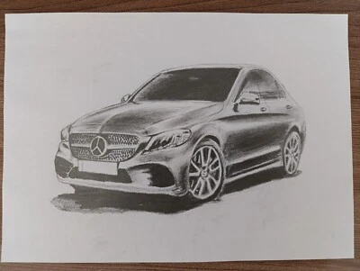 Boceto artístico impresión a lápiz Mercedes Foto 1 de 2