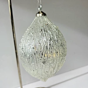 Lampadina argento trasparente iridescente ornamento natalizio vintage - Foto 1 di 20