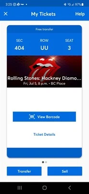 2 Tickets The Rolling Stones 7/5/24 BC Place Stadium Vancouver, BC - Image 1 of 2