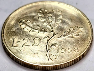1958 Italy 20 Lire CONTAINS TITANIUM KM# 97.1 US SELLER COMBINE SHIPPING - Picture 1 of 2
