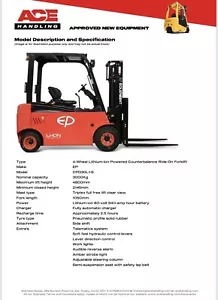 New Lithium-ion Container Spec Forklift Hire-£119.99pw Buy-£27750 HP-£138.58pw - Picture 1 of 2