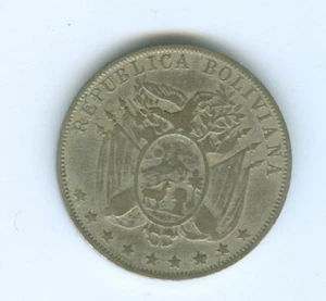 BOLIVIA 1892 TEN CENTAVOS--CIRCULATED--ONE YEAR TYPE - Picture 1 of 2