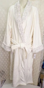 Natori X-Large Long Fluffy Plush Wrap Robe Long Sleeve Pockets Ivory w/Lynx NWT - Picture 1 of 8