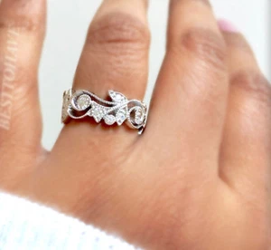 New 925 Sterling Silver Ladies Wedding Engagement Bridal Band Ring - Picture 1 of 3