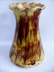 ANTIQUE AUSTRALIAN COLONIAL POTTERY MAJOLICA DRIP GLAZE VASE - Foto 1 di 11