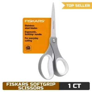 Fiskars All Purpose Scissors, 8" SoftGrip Handle, High Performance for Arts - Picture 1 of 6