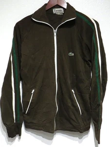 vtg Izod Lacoste BROWN TRACK JACKET MED 70s/80sSleeve Stripes Green Gator - Picture 1 of 10