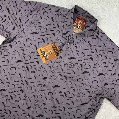 Dixxon Shirt Mens 3XL XXXL Gray Black Button Up Mustache Ride Party NEW - Image 1 of 4