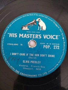 ELVIS PRESLEY I DON'T CARE IF THE SUN DON'T SHINE 78RPM HMV POP. 272 - Picture 1 of 4