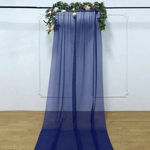 NAVY BLUE 5ft x 14ft Premium Chiffon SHEER CURTAIN Window Drape Panel Party - Picture 1 of 8