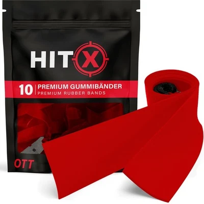 MARKENLOS HITX Gummibänder rot 1,0 mm 10 Stück Over the Top für Zwille / Steinschleuder