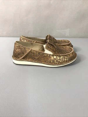 Ariat Cruiser Womens Sz 6 Slip On Casual Lifestyle Brown Leather Embossed New - Image 1 of 4