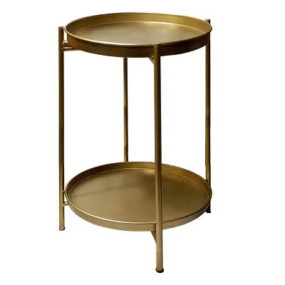 The Urban Port 20" High Round Side End Table with 2 Tier - Image 1 of 4