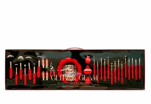 Glitz and Glam NEW Limited Edition 31 Piece Red Rhinestone Makeup Brush Set RARE - Picture 1 of 6