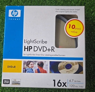 HP Lightscribe DVD+R 4.7GB 120min Video 16x (10 Pack) NEW Open Box - Image 1 of 3