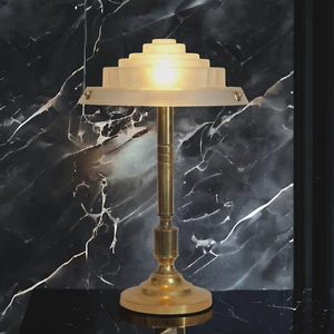 Lampe art déco lampe de bureau "GOLDEN STAIRS" pièce unique lampe laiton luminaire - Photo 1 sur 18
