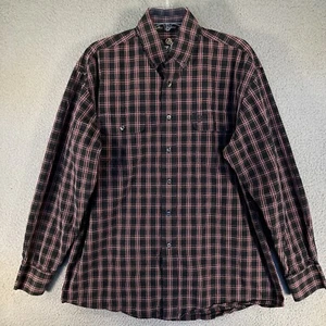 Wrangler George Straight Button Shirt Men's Large Black Red Plaid  Long Sleeve - Picture 1 of 13