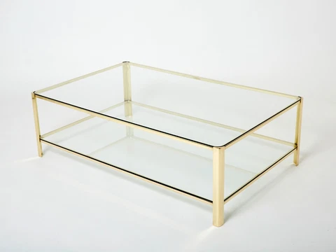 Large Two-tier Bronze coffee table by J.T. Lepelletier for Broncz 1960s Cover