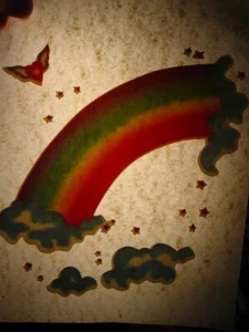 RAINBOW & BUTTERFLY 1970's VINTAGE IRON ON TRANSFER -NICE, B-13 - Picture 1 of 3