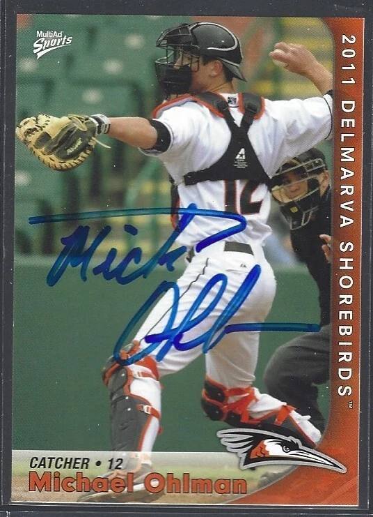 2011 MultiAd Sports Delmarva Shorebirds Michael Ohlman #16 IP auto signed card - Image 1 of 1