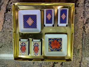 Fitz & Floyd "Empress Octagonal” Original Box Set Four Sauce Dips & Toothpicks - Picture 1 of 2