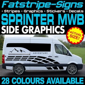 passend für MERCEDES SPRINTER MWB GRAFIK AUFKLEBER STREIFEN RENNEN CAMPER VAN WOHNMOBIL - Bild 1 von 2
