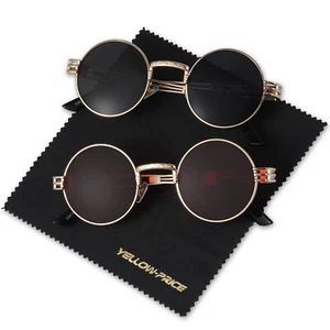 Mens Steampunk Polarized Sunglasses UV400 Round Lens Sun glasses Driving Eyewear - Picture 1 of 14