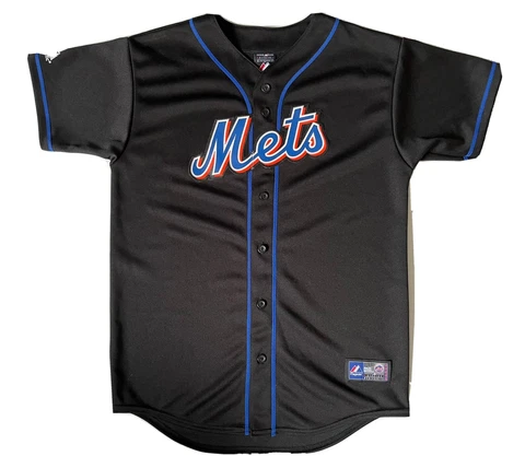 New York Mets Majestic Jersey Youth XL - Made In USA Black VTG MINT Cover