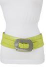 Women Bright Green Apple Faux Leather Wide Fashion Belt Square Buckle XS S M L