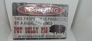 POT BELLY PIG WARNING SIGN RETRO METAL SIGN DECORATIVE WALL ART NEW IN PACKAGE - Picture 1 of 24